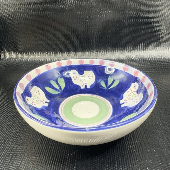 Necesito Mexico Hand Painted Bird Mexican Pottery Round Dish Bowl Artist Signed - Picture 9 of 14